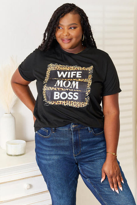 Simply Love WIFE MOM BOSS Leopard Graphic T-Shirt king-general-store-5710.myshopify.com