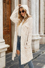 Double Take Printed Open Front Hooded Longline Cardigan king-general-store-5710.myshopify.com