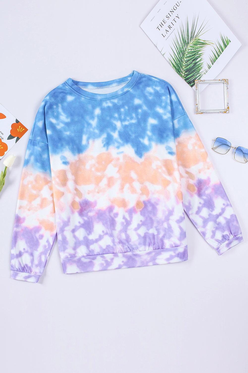 Tie-Dye Drop Shoulder Round Neck Sweatshirt king-general-store-5710.myshopify.com