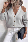 Cold Shoulder Plunge Neck Ribbed Cardigan king-general-store-5710.myshopify.com