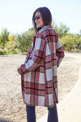 Double Take Full Size Plaid Button Up Lapel Collar Coat king-general-store-5710.myshopify.com