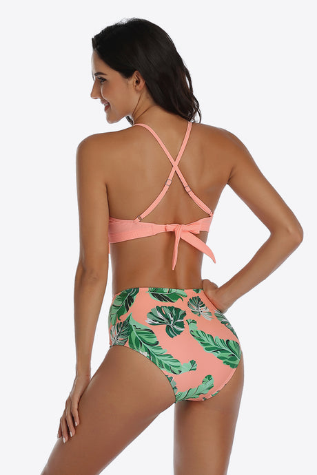 Tropical Print Ruffled Two-Piece Swimsuit king-general-store-5710.myshopify.com