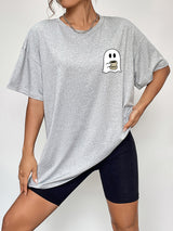 Round Neck Short Sleeve Ghost Graphic T-Shirt king-general-store-5710.myshopify.com