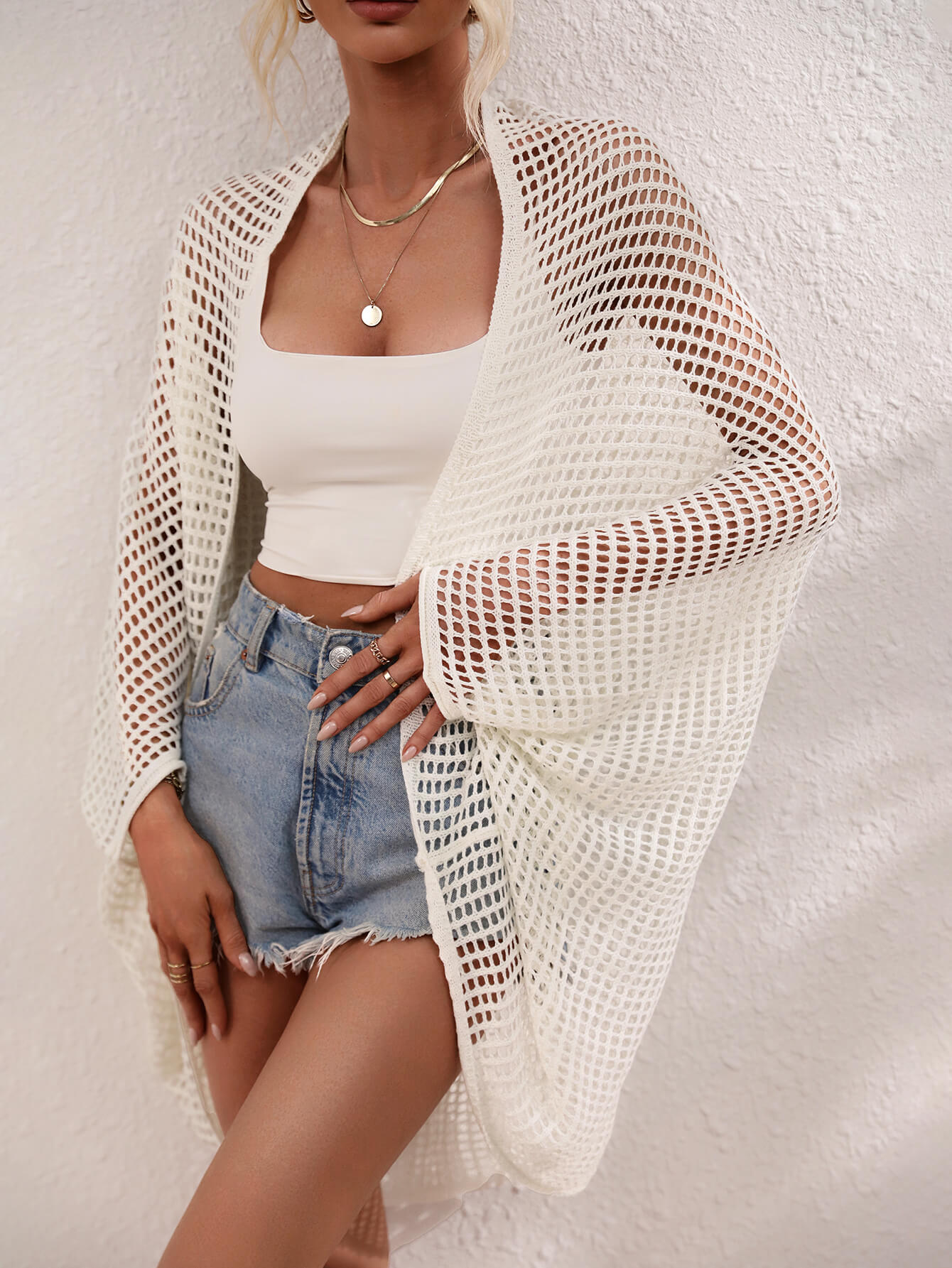 Openwork Open Front Longline Cover Up king-general-store-5710.myshopify.com