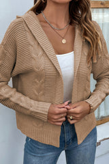 Cable-Knit Dropped Shoulder Hooded Cardigan king-general-store-5710.myshopify.com