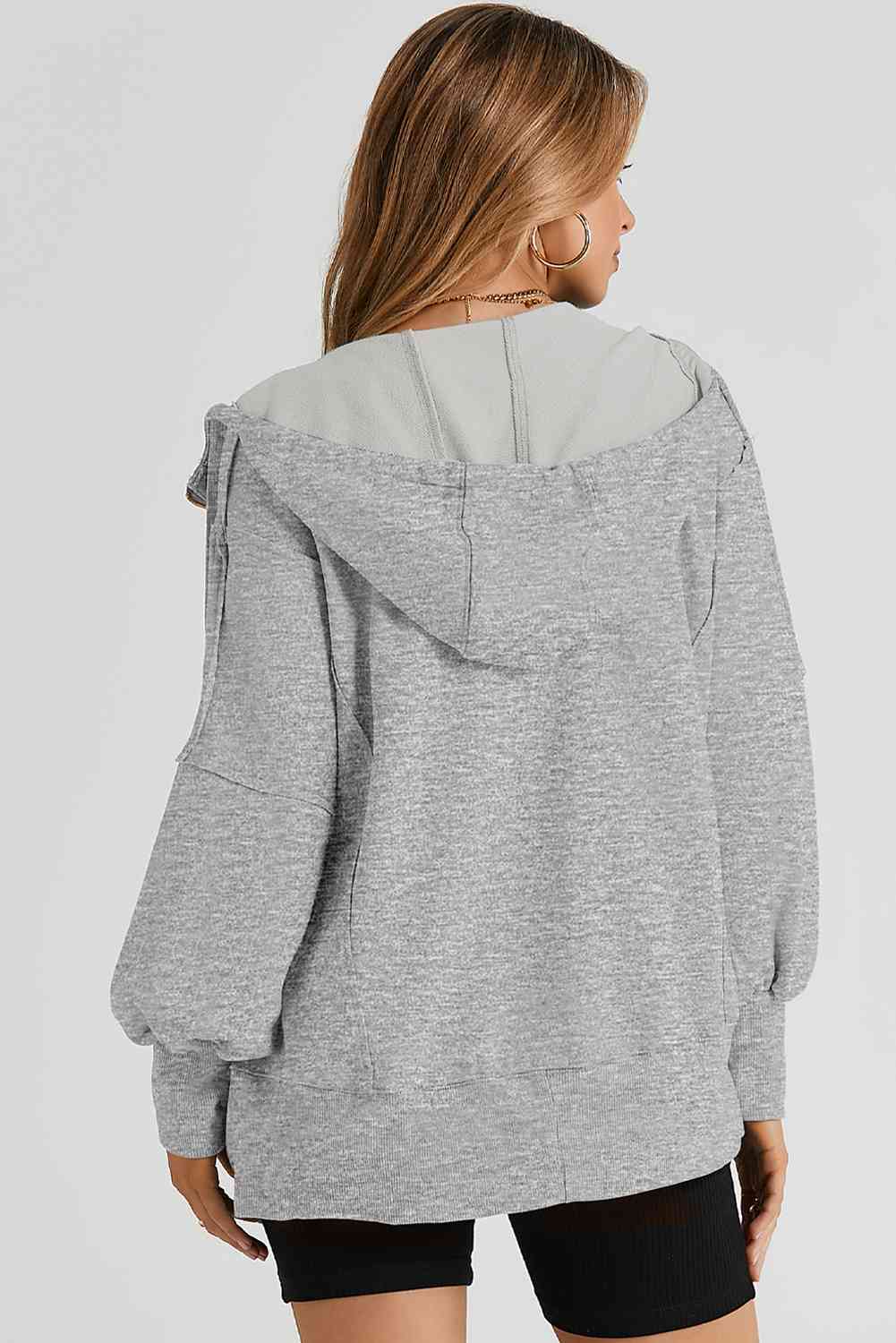 Zip Up Long Sleeve Drawstring Hoodie king-general-store-5710.myshopify.com