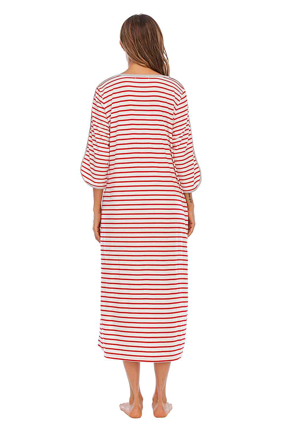 Round Neck Three-Quarter Sleeve Midi Night Dress king-general-store-5710.myshopify.com