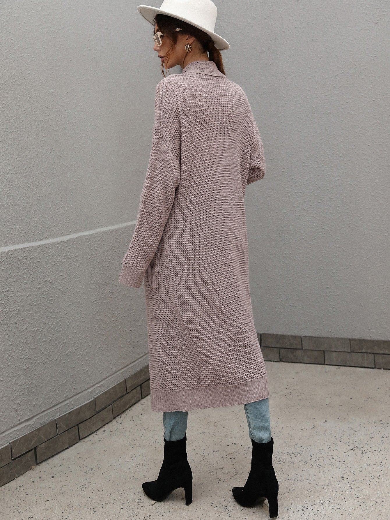 Double Take Waffle Knit Open Front Duster Cardigan With Pockets king-general-store-5710.myshopify.com