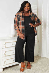 Double Take Plaid Dropped Shoulder Shirt king-general-store-5710.myshopify.com