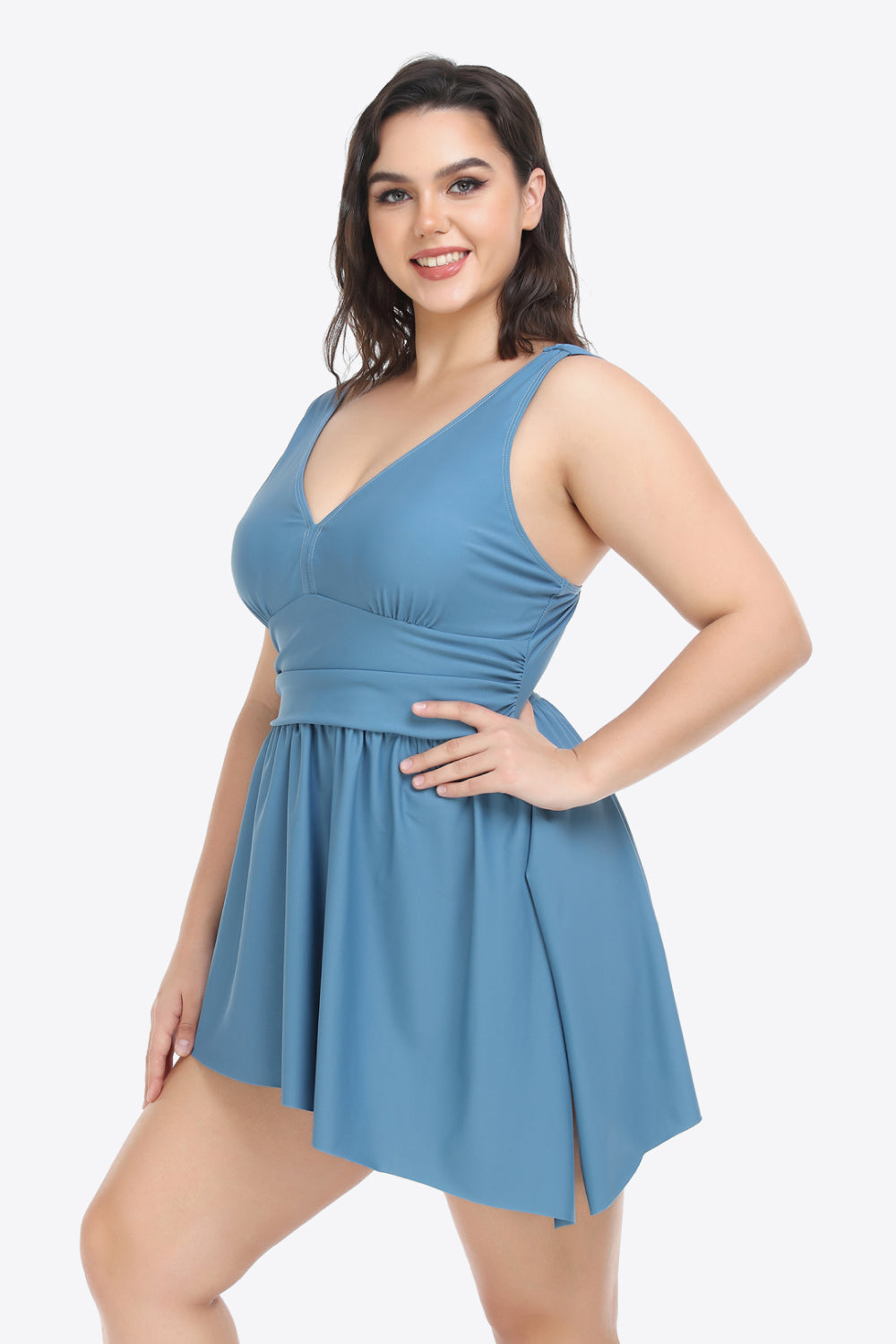 Plus Size Plunge Sleeveless Two-Piece Swimsuit king-general-store-5710.myshopify.com