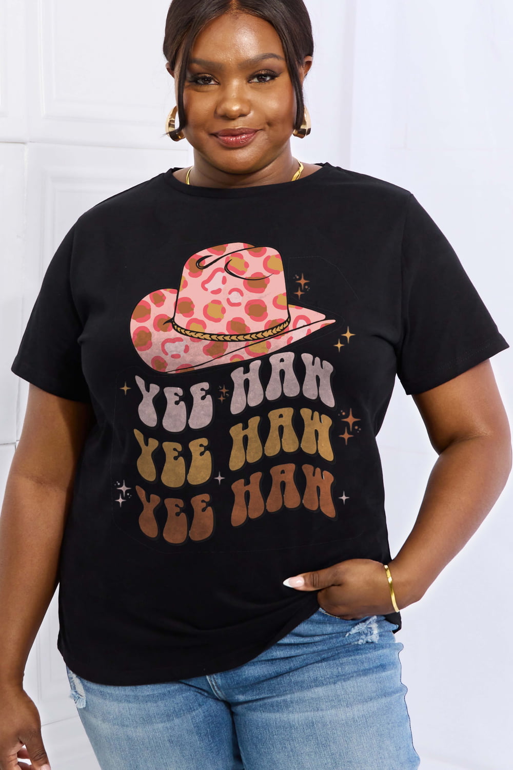 Simply Love Full Size YEE HAH YEE HAH YEE HAH Graphic Cotton Tee king-general-store-5710.myshopify.com