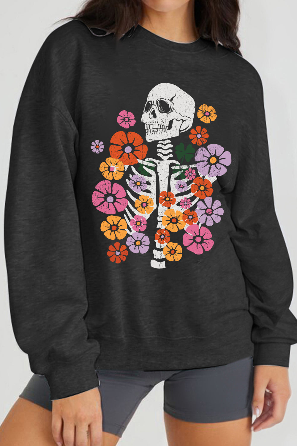 Simply Love Simply Love Full Size Flower Skeleton Graphic Sweatshirt king-general-store-5710.myshopify.com