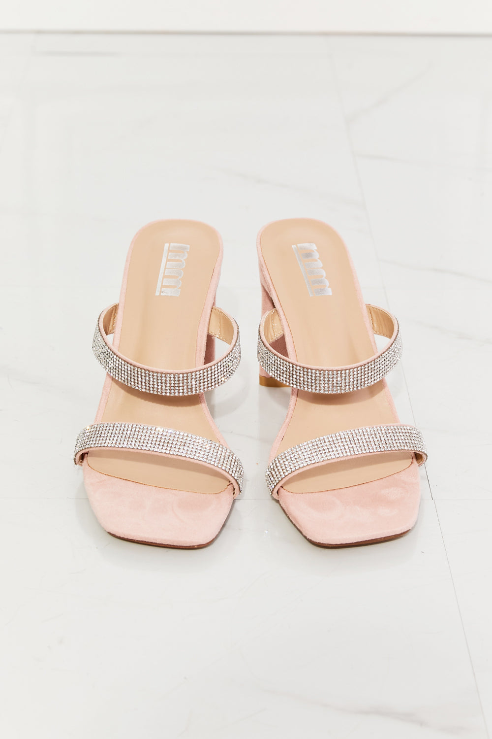 MMShoes Leave A Little Sparkle Rhinestone Block Heel Sandal in Pink king-general-store-5710.myshopify.com