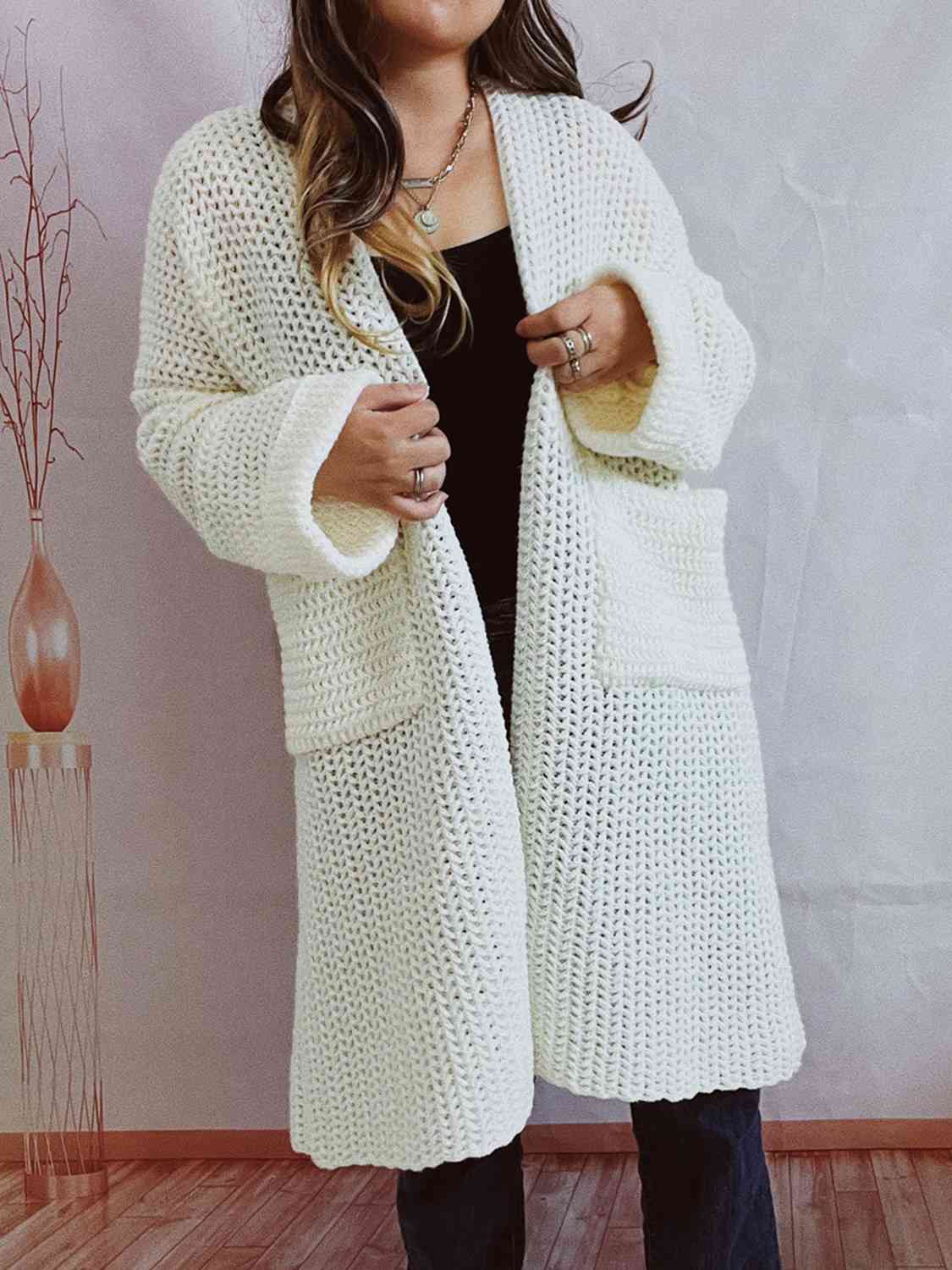 Open Front Long Sleeve Cardigan with Pockets king-general-store-5710.myshopify.com