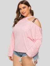 Plus Size Cold-Shoulder Round Neck Blouse king-general-store-5710.myshopify.com