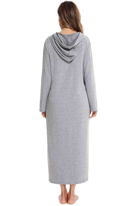 Zip Front Hooded Night Dress with Pockets king-general-store-5710.myshopify.com