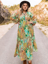 Plus Size Floral V-Neck Long Sleeve Dress king-general-store-5710.myshopify.com