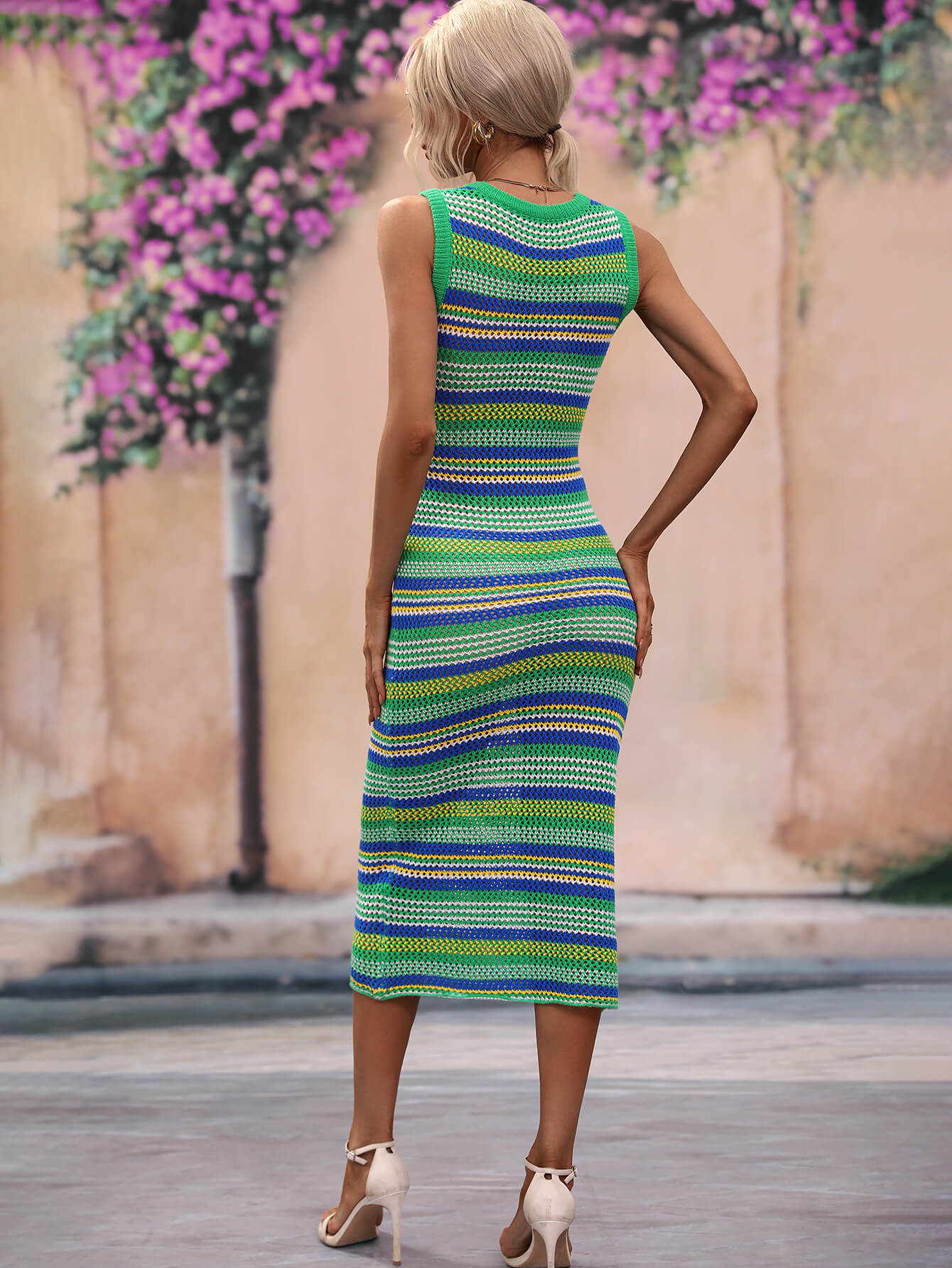 Striped Round Neck Sleeveless Midi Cover Up Dress king-general-store-5710.myshopify.com