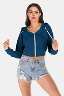 Side Stripe Drawstring Cropped Hooded Jacket king-general-store-5710.myshopify.com