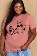 Simply Love Full Size NO DRAMA LLAMA Graphic Cotton Tee king-general-store-5710.myshopify.com