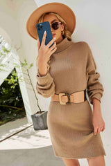 Double Take Rib-Knit Turtleneck Drop Shoulder Sweater Dress king-general-store-5710.myshopify.com