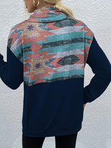 Geometric Drawstring Long-Sleeve Sweatshirt king-general-store-5710.myshopify.com