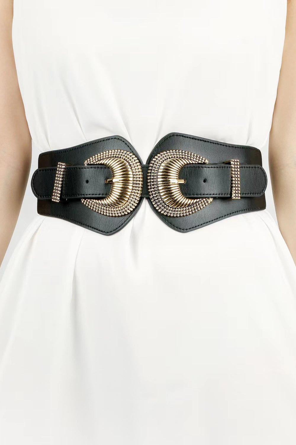 Shell Double Buckle Elastic Wide Belt king-general-store-5710.myshopify.com