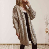 Cable-Knit Open Front Dropped Shoulder Cardigan king-general-store-5710.myshopify.com