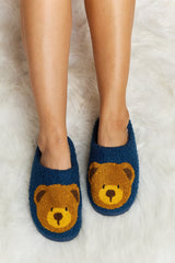 Melody Teddy Bear Print Plush Slide Slippers king-general-store-5710.myshopify.com