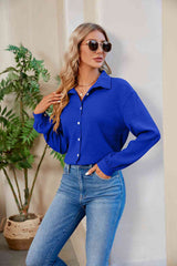 Collared Neck Buttoned Long Sleeve Shirt king-general-store-5710.myshopify.com