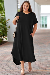 Plus Size V-Neck Short Sleeve Maxi Dress king-general-store-5710.myshopify.com