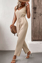 Textured Sleeveless Jumpsuit with Pockets king-general-store-5710.myshopify.com