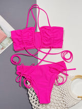 Halter Neck Drawstring Detail Bikini Set king-general-store-5710.myshopify.com