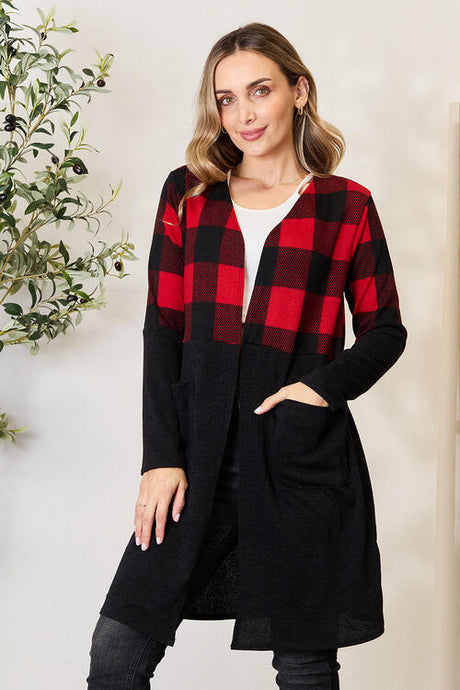 Heimish Full Size Plaid Open Front Cardigan king-general-store-5710.myshopify.com