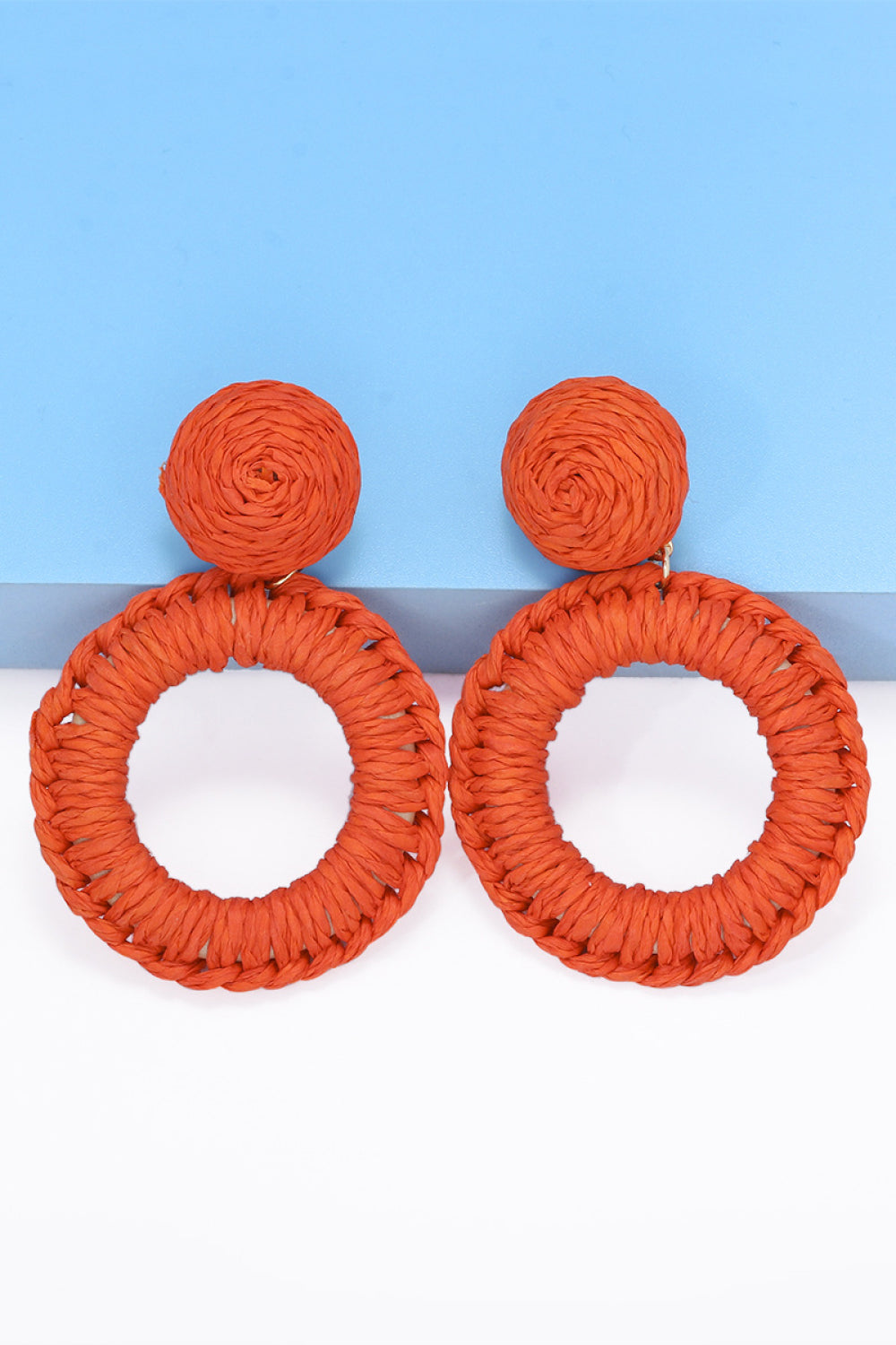 Round Shape Raffia Grass Dangle Earrings king-general-store-5710.myshopify.com