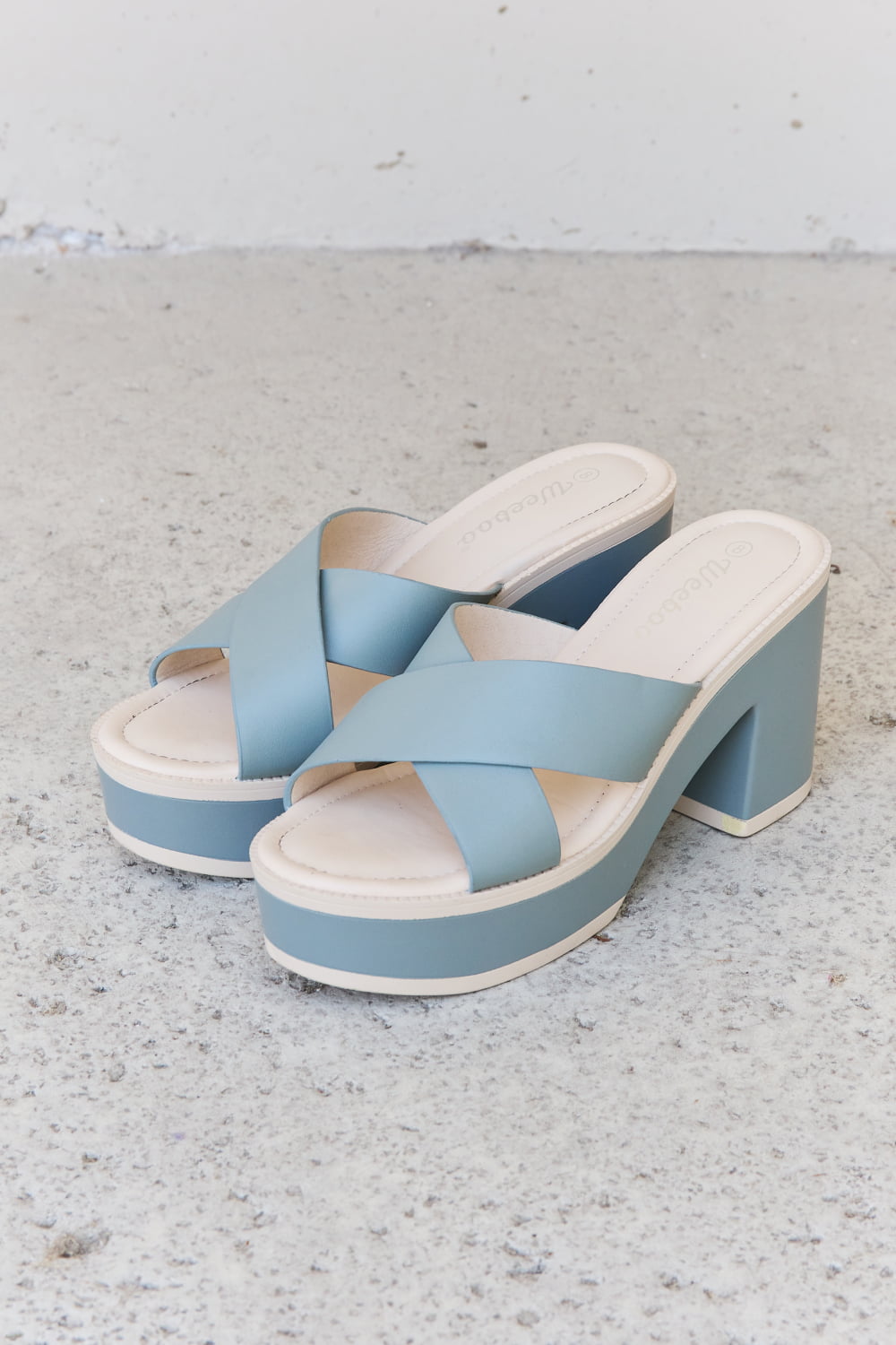 Weeboo Cherish The Moments Contrast Platform Sandals in Misty Blue king-general-store-5710.myshopify.com