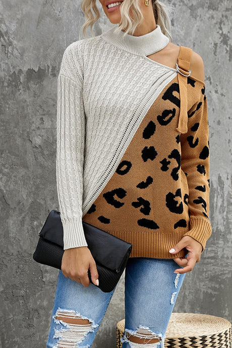 Leopard  Block Turtleneck Sweater king-general-store-5710.myshopify.com