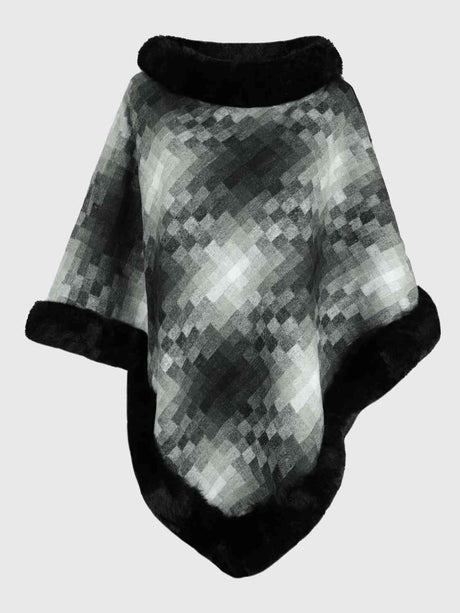 Faux Fur Trim Poncho king-general-store-5710.myshopify.com