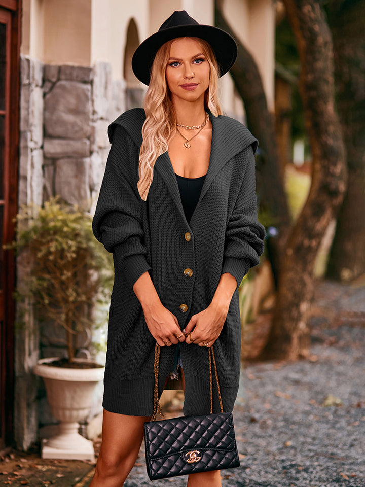 Dropped Shoulder Long Sleeve Cardigan king-general-store-5710.myshopify.com