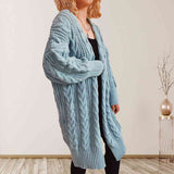 Cable-Knit Open Front Dropped Shoulder Cardigan king-general-store-5710.myshopify.com