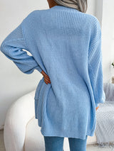 Cable-Knit Open Front Pocketed Cardigan king-general-store-5710.myshopify.com