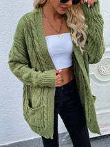 Cable-Knit Open Front Cardigan with Front Pockets king-general-store-5710.myshopify.com