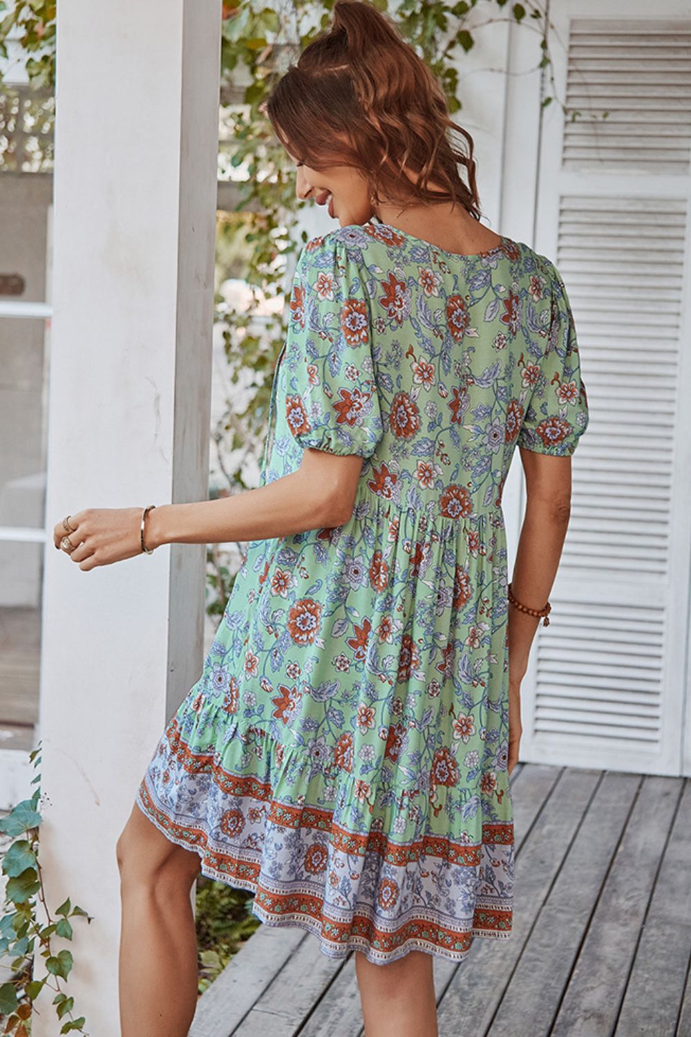 Tie Neck Short Sleeve Mini Dress king-general-store-5710.myshopify.com