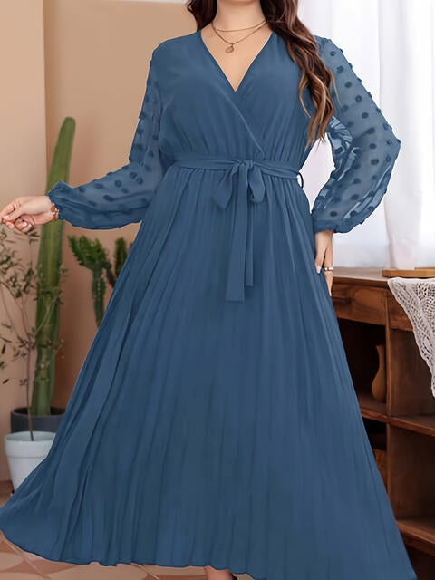 Plus Size Swiss Dot Tie Waist Maxi Dress king-general-store-5710.myshopify.com