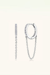 Moissanite 925 Sterling Silver Huggie Earrings with Chain king-general-store-5710.myshopify.com