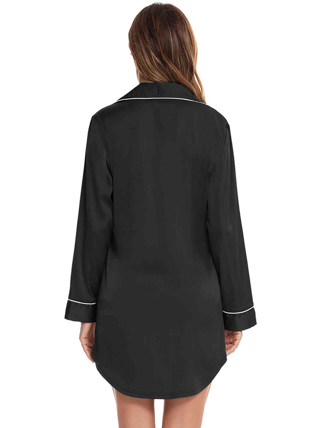 Button Up Lapel Collar Night Dress with Pocket king-general-store-5710.myshopify.com