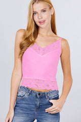 ACTIVE BASIC V-Neck Lace Detail Ribbed Seamless Cami king-general-store-5710.myshopify.com
