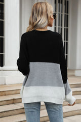 Color Block Long Sleeve Chunky Knit Sweater king-general-store-5710.myshopify.com