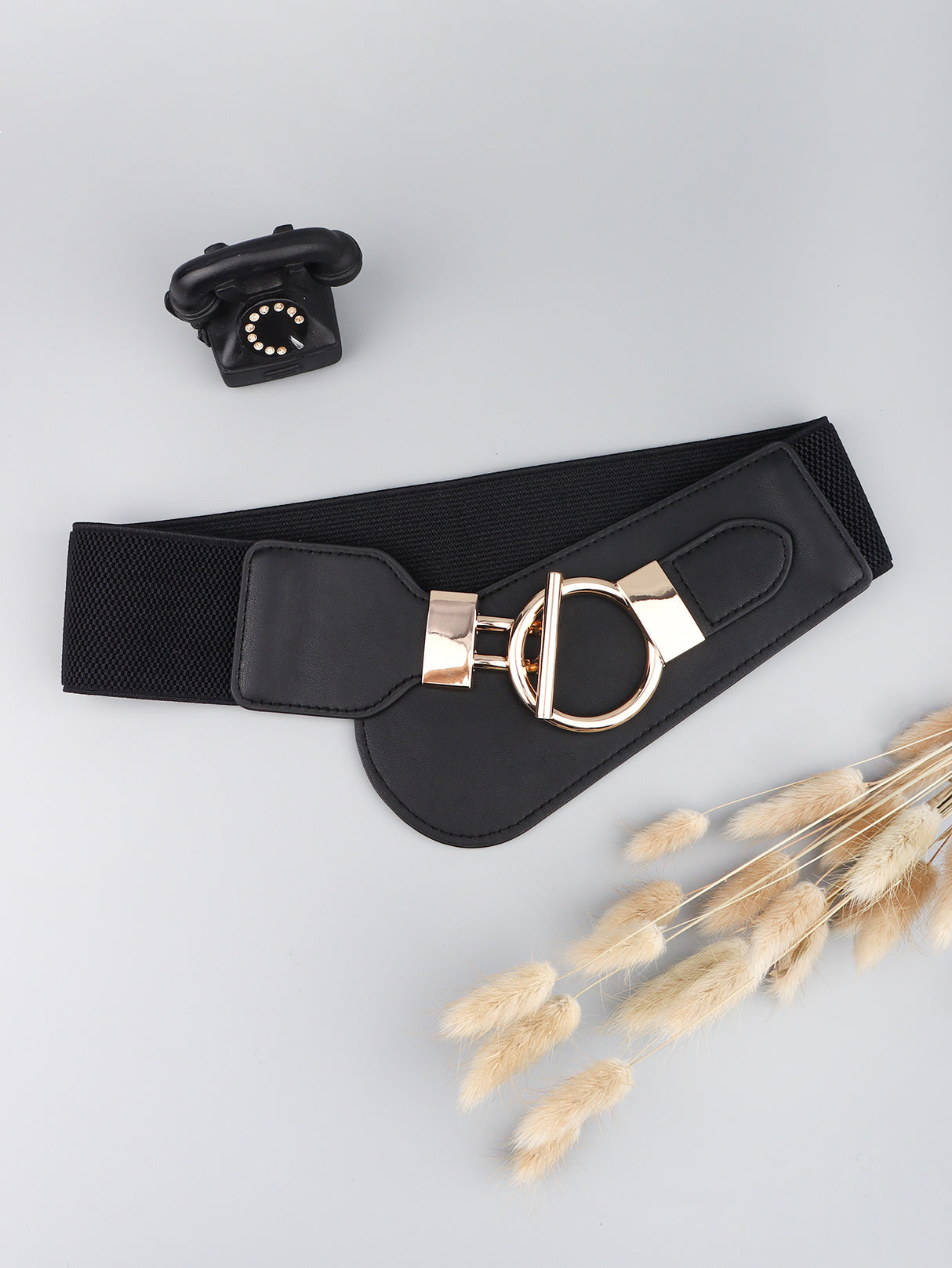 PU Elastic Wide Belt with Alloy Buckle king-general-store-5710.myshopify.com