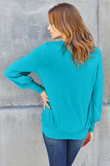 Basic Bae Full Size V-Neck Lantern Sleeve Blouse king-general-store-5710.myshopify.com